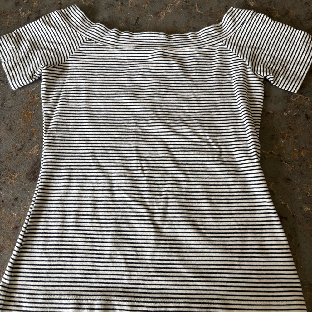 J. Crew Black and White Fitted Short Sleeve Tee